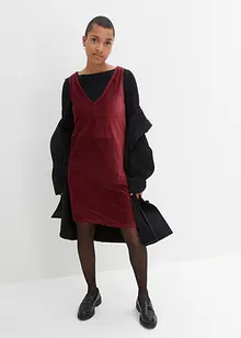 Robe salopette en jersey velours côtelé, longueur genou, bonprix