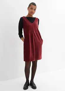 Robe salopette en jersey velours côtelé, longueur genou, bonprix