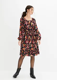 Robe en viscose tissée à ceinture smockée, longueur genou, bonprix