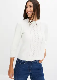 Pull manches 3/4 à détails ajourés, bonprix