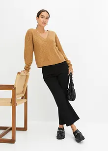 Pull court en maille ajourée, bonprix