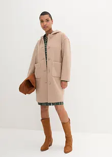 Manteau court aspect laine à capuche, bonprix