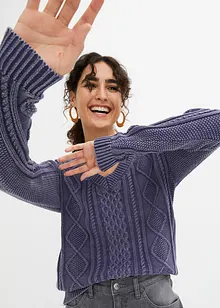 Pull en maille à motif torsadé, bonprix