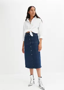 Jupe midi en jean avec boutons, bonprix