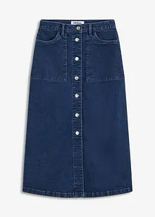 Jupe midi en jean avec boutons, bonprix