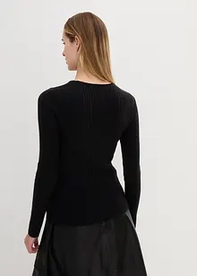 Pull côtelé en laine mérinos, bonprix