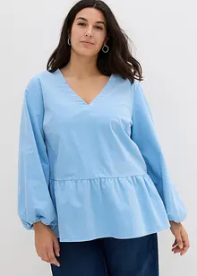 Tunique-blouse manches longues en velours côtelé avec basque, bonprix