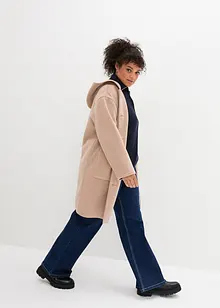 Manteau court aspect laine à capuche, bonprix