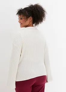 Pull boxy avec col polo et en matière côtelée, bonprix