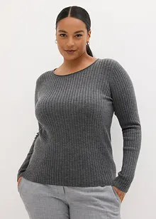 Pull côtelé en laine mérinos, bonprix