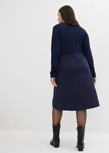 Robe en mélange de matières, longueur genou, bonprix