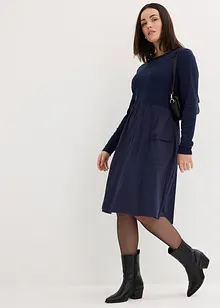 Robe en mélange de matières, longueur genou, bonprix