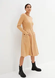 Robe en mélange de matières, longueur genou, bonprix