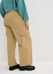 Pantalon cargo Wide Leg à pinces et taille confortable, longueur 7/8, bonprix