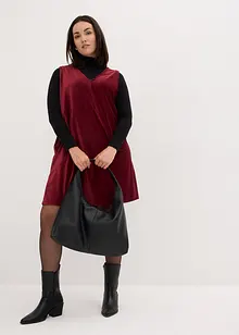 Robe salopette en jersey velours côtelé, longueur genou, bonprix