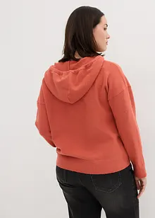 Pull en maille à col V et capuche, bonprix