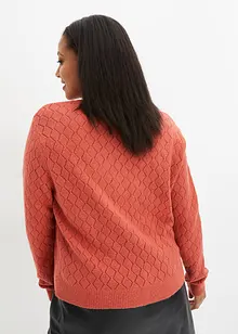 Pull court en maille ajourée, bonprix