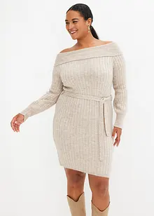 Robe en maille à encolure Bardot, bonprix