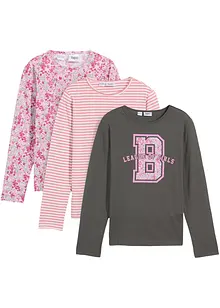Lot de 3 T-shirts manches longues 100% coton, bonprix