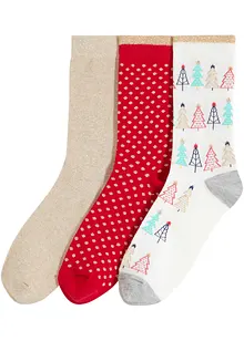 Lot de 3 paires de chaussettes à fil brillant entourées d'un ruban en satin, bonprix