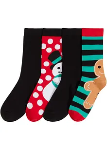 Lot de 4 paires de chaussettes à nœud en satin, bonprix