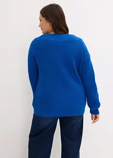 Pull en maille côtelée à encolure bateau, bonprix