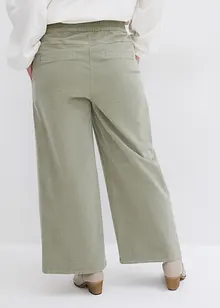 Pantalon large en velours côtelé à taille haute élastiquée, longueur cheville, bonprix