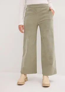 Pantalon large en velours côtelé à taille haute élastiquée, longueur cheville, bonprix