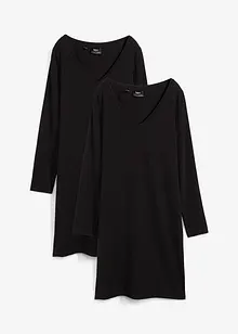 Lot de 2 robes en jersey à col en V, bonprix