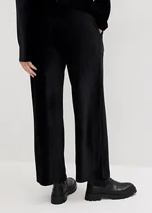 Pantalon ample en velours côtelé jersey, taille extensible, bonprix