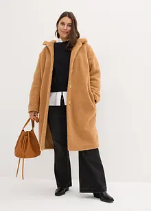 Manteau en sherpa avec capuche et poches, bonprix