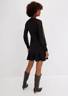 Mini-robe en néoprène solide, avec manches légères en mesh, bonprix