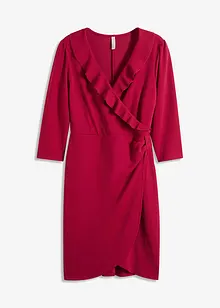 Robe courte en crêpe texturé à encolure volantée, bonprix