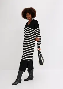 Robe en maille rayée oversize à col polo, bonprix