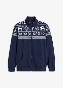 Sweat zippé à motif norvégien et col montant, bonprix