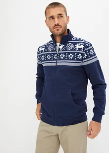 Sweat zippé à motif norvégien et col montant, bonprix