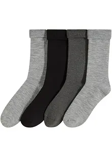 Lot de 4 paires de chaussettes chaudes avec revers et intérieur éponge, bonprix