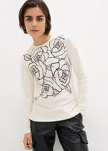 T-shirt manches longues avec roses imprimées, bonprix