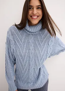 Pull à col roulé et motif torsadé, bonprix