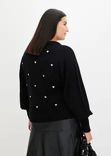 Pull avec cœurs brodés, bonprix