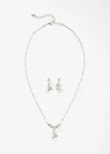 Parure collier et boucles d'oreille (3 pces) sertie de strass en cristal de verre, bonprix