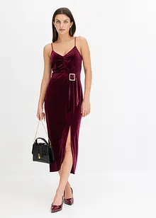 Robe midi en velours doux à fines bretelles, bonprix