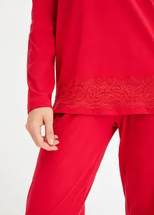 Pyjama en coton doux rehaussé de dentelle, bonprix