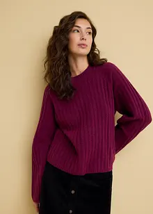 Pull raccourci en maille côtelée, bonprix