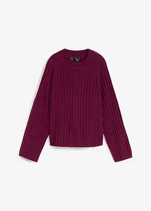 Pull raccourci en maille côtelée, bonprix