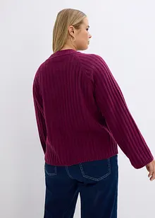 Pull raccourci en maille côtelée, bonprix