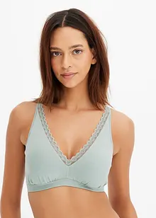 Brassière en coton côtelé orné de dentelle, bonprix