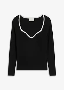 Pull en fine maille à passepoil contrastant, bonprix