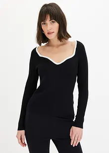Pull en fine maille à passepoil contrastant, bonprix