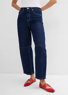Jean Balloon taille haute et élastiquée, ultra doux, raccourci, bonprix